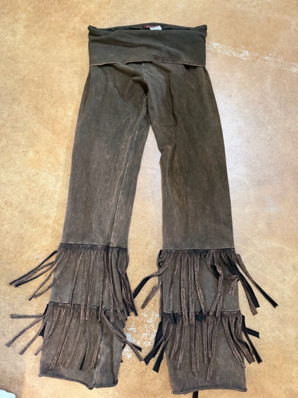 T Party Cotton Fringed Brown Yoga Pants